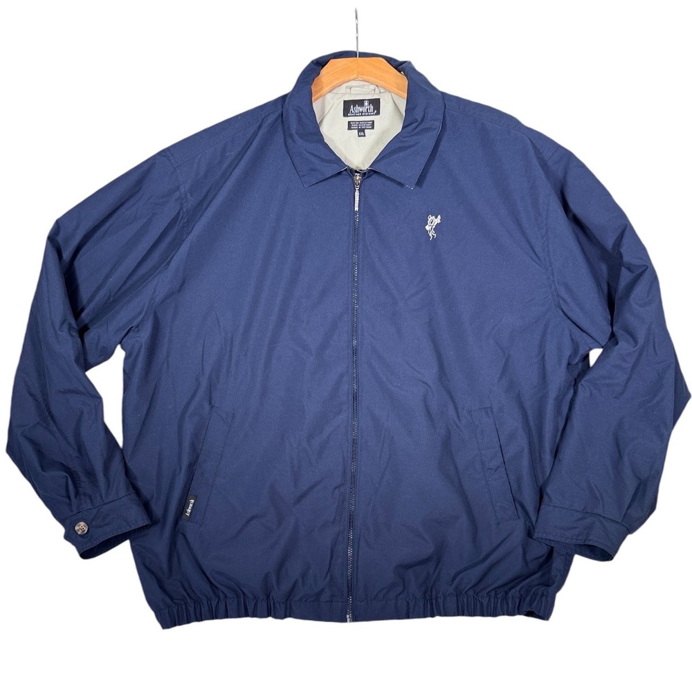 Vintage Ashworth Weather Systems Jacket XXL Navy Blue Golf Windbreaker Warm Up